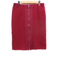 ヒューゴボス HUGO BOSS ZIP タイトスカート ひざ丈 無地 コットン 綿 I44 レッド 赤 /FT8のサムネイル
