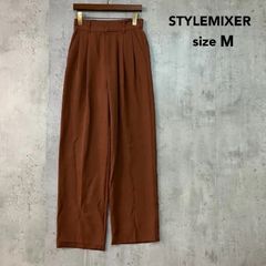 STYLEMIXER スタイルミキサー M センタープレスパンツ タックパンツ タック イージーパンツ ワイドパンツ テーパードパンツ ハイウエスト スラックス ボトムス ブラウン 500GAS31-0500 ★ ■◇ ◇■