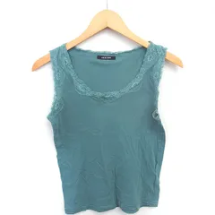 パドカレ pas de calais タンクトップ カットソー レース ノースリーブ 綿 コットン 38 緑 グリーン /TTのサムネイル