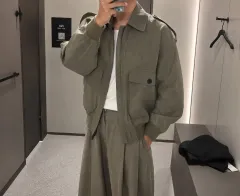 ZARA カーキ ベージュ ポケット ブルゾン ジャケット リラックスド フィット ビスコース-コットン 26年 新作 新品のサムネイル
