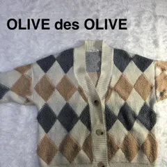 OLIVE des OLIVE アーガイル柄 ニットカーディガン 長袖 Fサイズのサムネイル