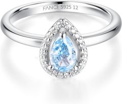 [FANCIME] [Summer Limited] Women's Ring, Size 12 [Blue Tears] S925 Silver, Zirconia, Light Blue Jewelry Set, Anniversary, Birthday