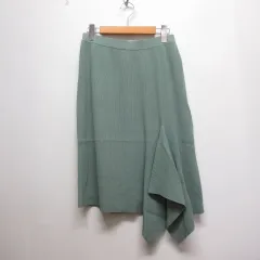 バジーレ BASILE 28 美品 アシンメトリー リブ スカート 9 グリーン ウエストゴムのサムネイル