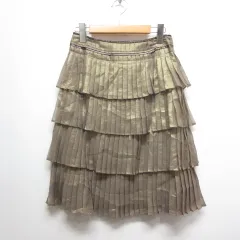 リツコ シラハマ RITSUKO SHIRAHAMA 美品 プリーツ ティアード スカート 1 ブロンズ 裏地付き 日本製のサムネイル