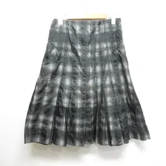 アルチザン ARTISAN 裾プリーツ チェック柄 スカート 9 黒 ブラック ウエストサイドゴム ポリエステル 裏地付き 日本製のサムネイル