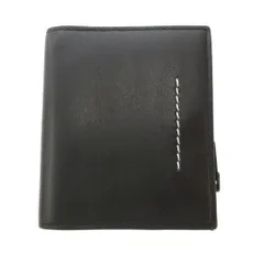 エムエムシックス メゾンマルジェラ MM6 Maison Margiela 22年 二つ折り財布 コンパクトウォレット ロゴ L字ジップファスナー ステッチ レザー ブラック SA5UI0001 /MG ☆AA★のサムネイル