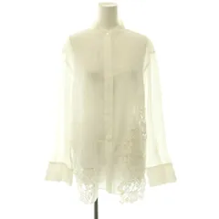 ベイジ BEIGE 25AW GALENA コットンレースバンドカラーシャツ 長袖 前開き 2 ホワイト /DO ■OSのサムネイル