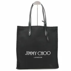 JIMMY CHOO（ジミーチュウ）LOGO TOTE FFQ ロゴ トートバッグ ブラック キャンバス レザー シルバー金具 レディース【中古】のサムネイル