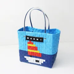マルニ MARNI マーケット フラワーカフェ サマーバスケット■ブルー かごバッグ ヨット トートバッグ ピクニックバッグ【2400015109497】のサムネイル