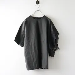 ミズイロインド mizuiro ind アシンメトリーレースブラウス チャコールグレー∥プルオーバー シャツ オーバーサイズ【2400015101408】のサムネイル
