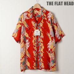 廃番 フラットヘッド 新品 サイズ40(L) レーヨンアロハシャツ FLOWER BODER HS-02 レッド 日本製 THE FLAT HEAD #f17301