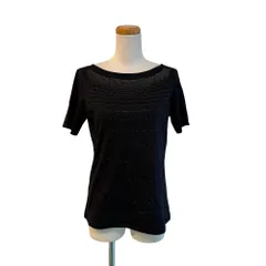 ランバン LANVIN カットソー Tシャツ 半袖 ボートネック ビジュー スタッズ 黒 ブラック /MZ ■ECF006のサムネイル