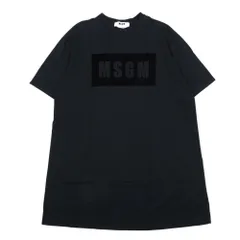 良品 MSGM エムエスジーエム Tシャツ オーバーサイズ ベロア ボックスロゴ カットソー トップス クルーネック 半袖 L 黒 ブラック レディース 古着 中古 USEDのサムネイル