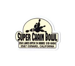 American style, cool, stylish sticker for cars, outdoor activities, suitcases, motorcycles, helmets, vintage car stickers, retro bowling stickers, GENUINE POWERFUL STICKER, Size S, SUPER CHAIN ​​BOWL