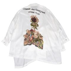コムデギャルソン オムプリュスCOMME des GARCONS HOMME PLUS Bedelgeuse バックプリントアシンメトリースナップコート オフM