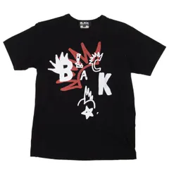ブラックコムデギャルソンBLACK COMME des GARCONS ロゴプリントTシャツ 黒白赤Sのサムネイル