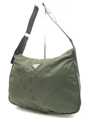 PRADA　プラダ　ショルダーバッグ　三角ロゴ　テスートナイロン×レザー　カーキ×ブラウン系　2937のサムネイル