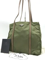 PRADA　プラダ　ショルダーバッグ　肩掛け　三角ロゴ　ナイロン×レザー　カーキ系　2974のサムネイル