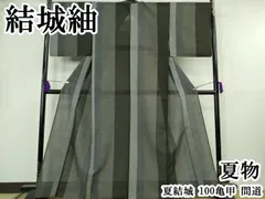平和屋本店＊極上　夏物　結城紬　夏結城　100亀甲　間道　逸品　DZAB8671kh6のサムネイル