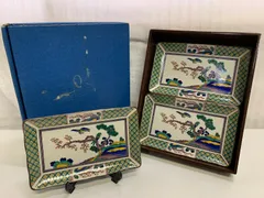 九谷焼 幸泉 古九谷華鳥 角銘々皿 5客セット 長角皿 和食器 保管用箱付き 昭和レトロ 未使用品のサムネイル
