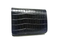 ■美品■ PRARE プレリー クロコダイル型押しレザー 二つ折り 財布 ウォレット 札入れ 小銭入れ ブラック系 DP3730のサムネイル