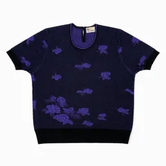 JARDIN ジャルダン 花柄 半袖ニット ネイビーのサムネイル