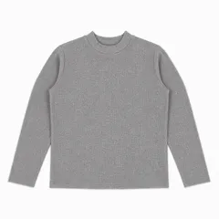 グレー リブ長袖カットソー M モックネックのサムネイル