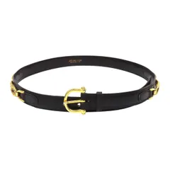 セリーヌ マカダム レザー ベルト ユニセックス ブラック CELINE【中古