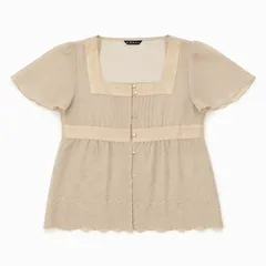 C.D.S BASIC シーディーエス 刺繍ブラウス M ベージュのサムネイル