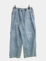ZARA ザラ デニムパンツ M スカイブルー フルレングス 無地 ワイド・ルーズ ストレート レギュラー ウエストゴム・紐 レディースのサムネイル