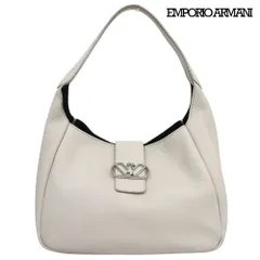 美品 エンポリオアルマーニ Emporio Armani イーグル バックル ホーボー レザー ショルダー バッグ ポーチ付き ホワイト レディースのサムネイル