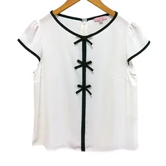 トッカ TOCCA カットソー ブラウス 飾りリボン パイピング 半袖 丸首 4 ホワイト 白 /HT ■GY99のサムネイル