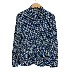 PRADA(プラダ) 長袖シャツブラウス サイズ38 S レディース美品  ブルー×黒×白のサムネイル
