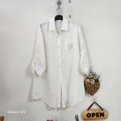 アーバンリサーチ 長袖 リネンシャツ ホワイト Lサイズ リネン100 