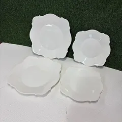 D7033 【未使用保管品/送料無料】ウェッジウッド/WEDGWOOD ジャスパーコンラン/JASPER CONRAN プレート　 スクエアプレート 4枚セット バロックホワイトのサムネイル
