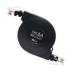 ds-（まとめ） ナカバヤシ ミヨシカテゴリー6A巻き取りLANケーブル ブラック 1m MUL-CA601／BK 1個 〔×5セット〕
