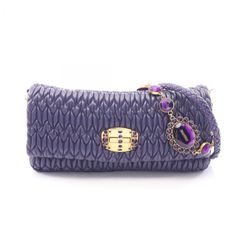 ミュウ ミュウ Miu Miu ショルダーバッグ NAPPA CRYSTAL マテラッセ パープル レザー マテラッセ ビジュー ハンドバッグ レディース Used A