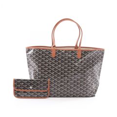 ゴヤール GOYARD トートバッグ サンルイPM ブラック/ブラウン/ホワイト PVCコーティングキャンバス レザー サンルイ PM レディース Used A