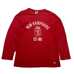 ラッセルアスレティック RUSSELL ATHLETIC Tシャツ 長袖 メンズ L レッド コットン100％ クルーネック プリント US-NH NEW HAMSHIRE ロンTのサムネイル