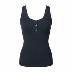 Ch10 【美品】CHANEL 2008年 ノースリーブリブニット ココマークボタン P32503 38サイズ ブラック レディース 女性用u02tのサムネイル