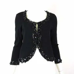 トゥービーシック TO BE CHIC カーディガン レーヨン 7分袖 ビジュー スパンコール 装飾 M 2 黒 ブラック 美品のサムネイル