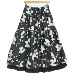 【美品】ピンクハウス★リボン&薔薇pt♪ローンギャザースカート 黒系 段々フリルがちら見え♪薄手 z22519のサムネイル