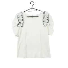 LANVIN en Bleu ランバンオンブルー ブラウス フリルギャザー 半袖 トップス プルオーバー カットソー バックファスナー 切替 ストレッチ ホワイト 38【M】 レディース 【中古】のサムネイル