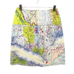 CARVEN カルヴェン スカート ギャザー シルク100％ ワールドマップ 世界地図 イージースカート ひざ上丈 イエロー 36【S】 レディース 【中古】のサムネイル