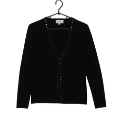 美品 TRUSSARDI トラサルディ カーディガン トップス 長袖 ウール100％ ビーズ刺繍 無地 ブラック 38【XS】 レディース 【中古】のサムネイル