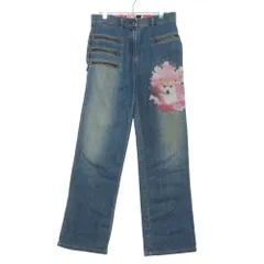 ITALIYA 伊太利屋 デニムパンツ Y2K ジップデザイン ドッグプリント ストレート ジーンズ Gパン ボトムス インディゴブルー 11【L】 レディース 【中古】のサムネイル