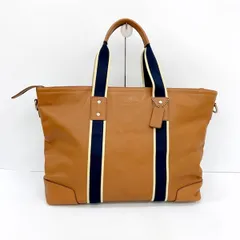 COACH コーチ トートバッグ ヘリテージ F71248 レザー ウェブレザー シンプル 大容量 旅行 チャック メンズ  ブラウン 鞄 DF19913■のサムネイル