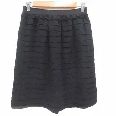 ハリス HARRISS フレアスカート ひざ丈 ティアード 38 M 黒 ブラック /YKのサムネイル