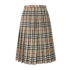 Ih10 BURBERRY バーバリー ノバチェック プリーツスカート 膝丈 ベージュ レディースo07tのサムネイル