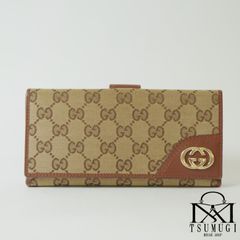 GUCCI グッチ GGキャンバス レザー 三つ折り財布 折り財布 長財布